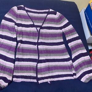 Striped Purple and Gray Women's Sweater
